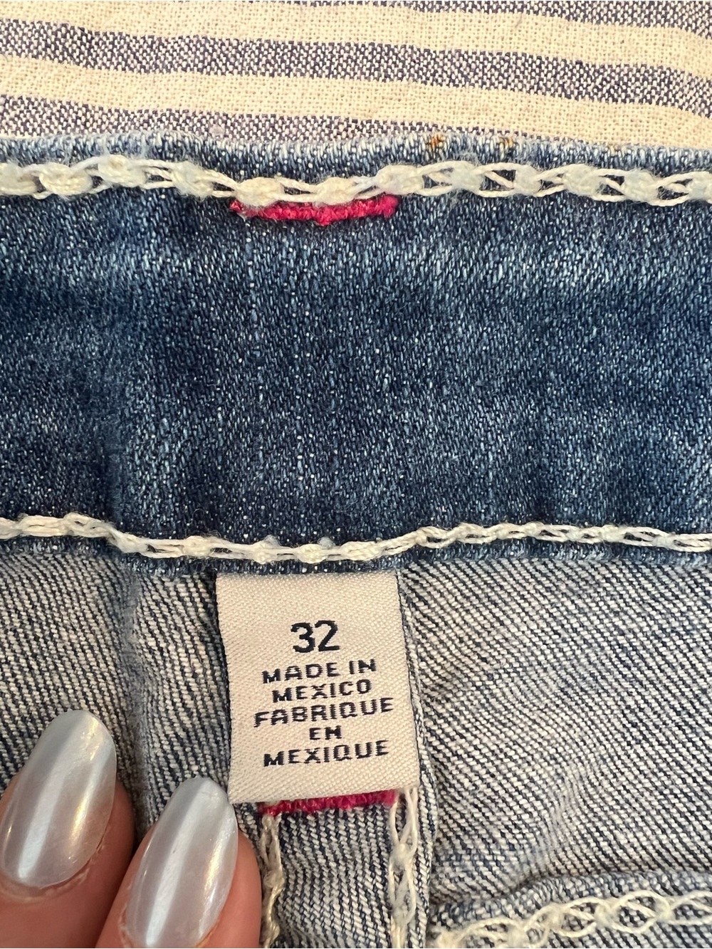 True Religion Y2K Skinny Jeans Pink Stitching - Picture 4 of 5